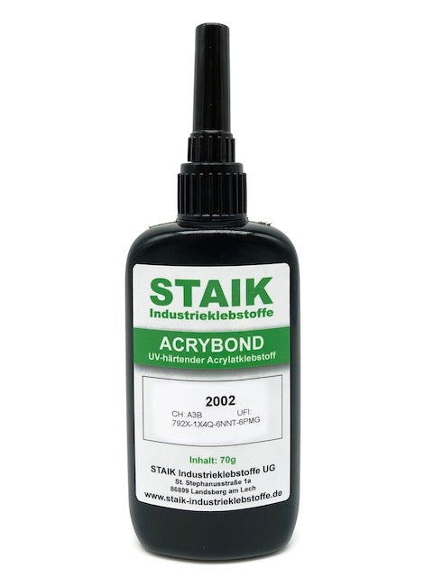 Acrybond 2002 – dünnflüssiger UV-Glaskleber, 70g Vorratspackung