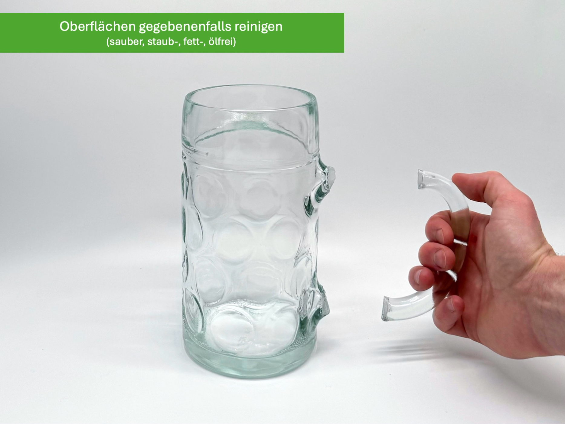 Sehen Sie hier, wir wir den zerbrochenen Krug mit Acrybond UV-Kleber reparieren